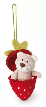 Nici, Талисман, Плюшевый мишка Bendix 13 см с петлей в клубнично-зеленом цвете,