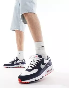 Nike – Air Max 90 – темно-синие спортивные кроссовки с белыми и красными вставками
