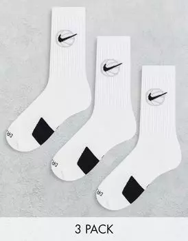 Nike Basketball – Everyday – Комплект из 3 пар белых носков длиной до икры Nike