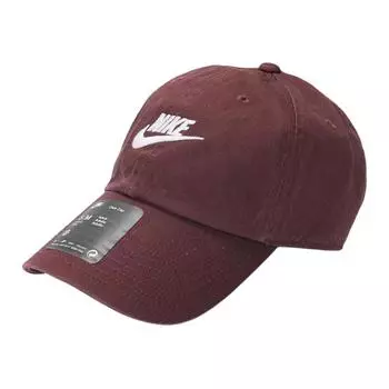 Nike Бейсболка из хлопка унисекс, ярко-бордовая, винно-белые
