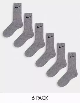 Nike — Everyday Cushioned — набор из 6 пар черных мягких носков