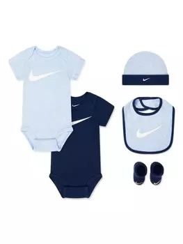 Nike Kids комплект из пяти предметов с принтом Swoosh, синий