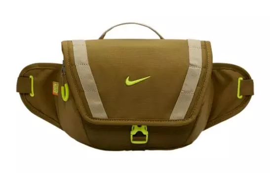 Nike Сумка-трансформер через плечо из ткани, обычная, унисекс, оливково-зеленая