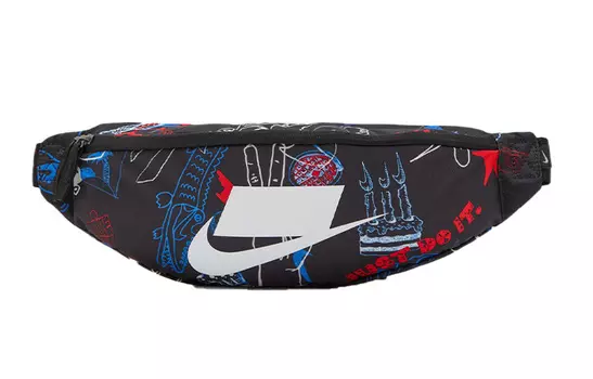 Nike Тканевая поясная сумка через плечо, обычная, унисекс, черная