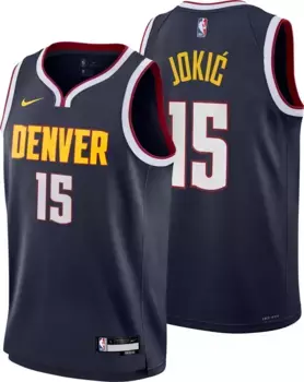 Nike Youth Denver Nuggets Никола Йокич № 15 Темно-синяя майка Swingman