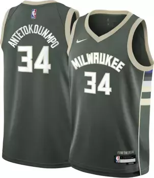 Nike Youth Милуоки Бакс Яннис Адетокунбо № 34, зеленая майка Swingman
