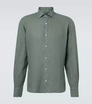 Никель льняная рубашка Fedeli, хаки
