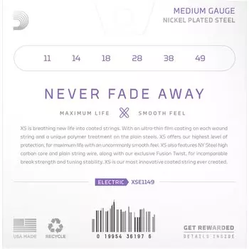 Никелевые струны для электрогитары D'Addario XS 11–49