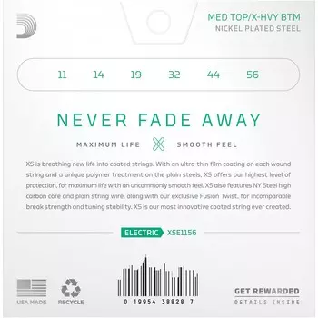 Никелевые струны для электрогитары D'Addario XS 16–56