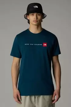 Никогда не прекращайте изучать футболку The North Face, синий