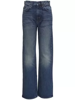 Nili Lotan джинсы прямого покроя со средней посадкой и эффектом бахромы, синий