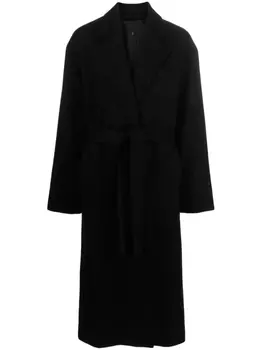 Nili Lotan пальто макси Fabien с запахом и поясом, черный