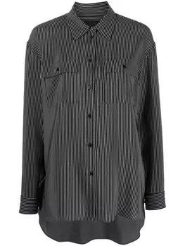 Nili Lotan шелковая рубашка в полоску, черный
