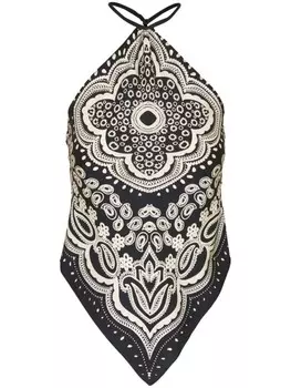 Nili Lotan шелковый топ с принтом пейсли, нейтральный цвет