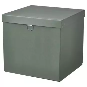 NIMM Ящик для хранения с крышкой, серо-зеленый, 32x30x30 см IKEA