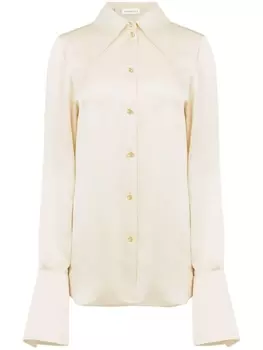 Nina Ricci атласная рубашка с рукавами колокол, нейтральный цвет