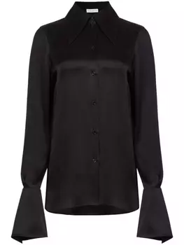 Nina Ricci атласная рубашка с рукавами колокол, черный