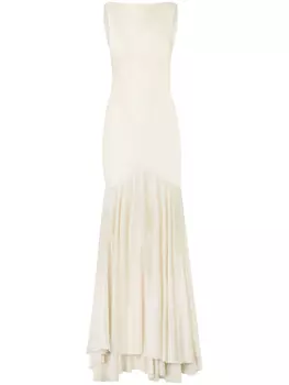 Nina Ricci атласное платье макси, нейтральный цвет