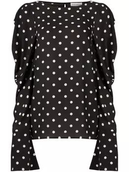 Nina Ricci блузка в горошек с рукавами-фонариками, черный