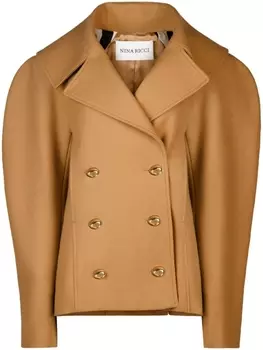 Nina Ricci cocoon double-breasted peacot, нейтральный цвет
