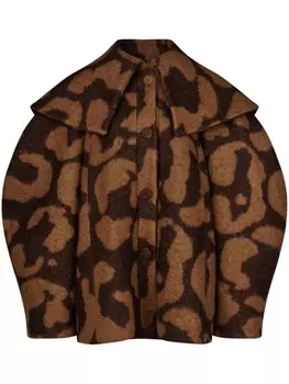 Nina Ricci cocoon leopard-print jacket, коричневый