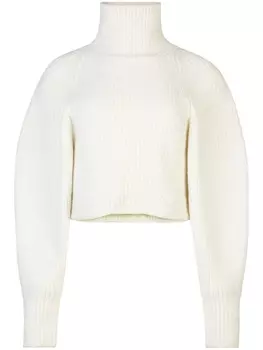 Nina Ricci джемпер в рубчик с высоким воротником, белый
