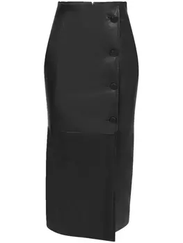 Nina Ricci кожаная юбка-карандаш длины миди, черный