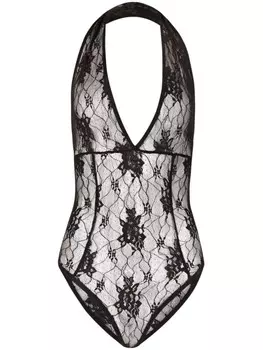 Nina Ricci кружевное боди с вырезом халтер, черный