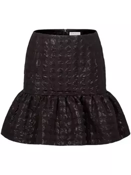 Nina Ricci мини-юбка с жаккардовым узором и оборками, черный