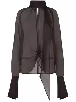 Nina Ricci полупрозрачная блузка с бантом, черный