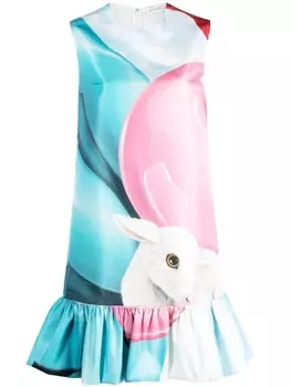 Nina Ricci расклешенное платье мини с графичным принтом, розовый