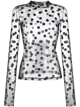 Nina Ricci сетчатый топ в горох, черный