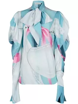 Nina Ricci шелковая блузка с бантом, синий