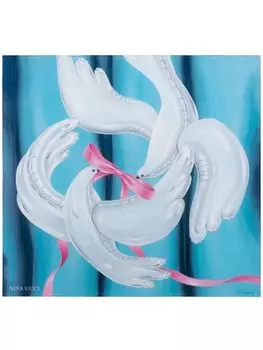 Nina Ricci шелковый платок с принтом The Double Dove, синий
