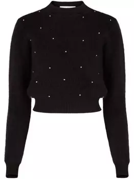 Nina Ricci свитер из мохеровой смеси с заклепками, черный