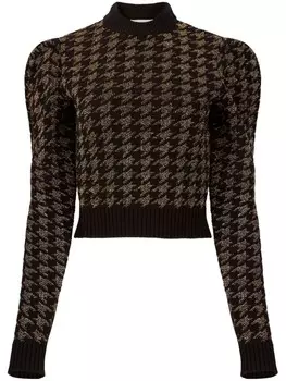 Nina Ricci свитер с жаккардовым узором «гусиная лапка», золотистый