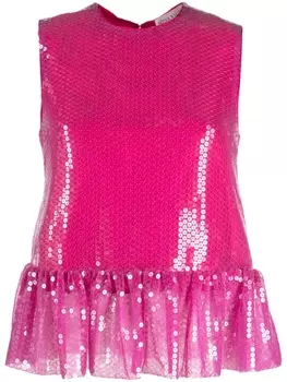 Nina Ricci топ с оборками и пайетками, розовый