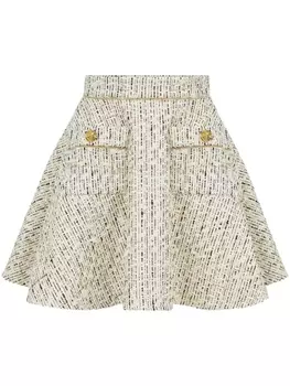 Nina Ricci твидовая мини-юбка, нейтральный цвет