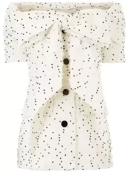 Nina Ricci твидовый жакет с открытыми плечами, белый