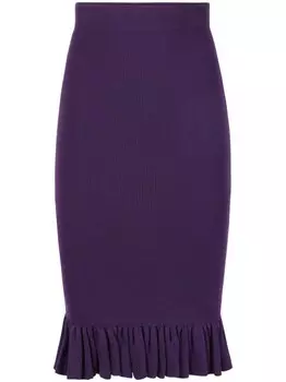 Nina Ricci юбка миди с баской и оборками, фиолетовый