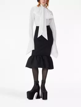 Nina Ricci юбка с завышенной талией и баской, черный