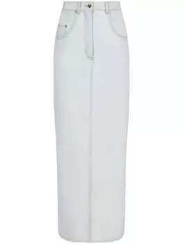 Nina Ricci юбка с завышенной талией и нашивкой-логотипом, синий