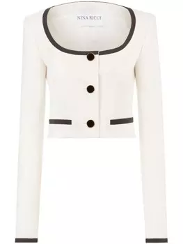 Nina Ricci укороченный жакет с круглым вырезом, белый