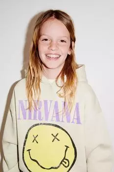 Нирвана худи ZARA, мытый зеленый