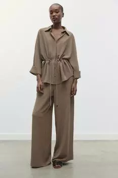 Ниспадающие широкие брюки ZARA, кэмел