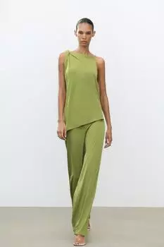 Ниспадающие широкие брюки ZARA, зеленый