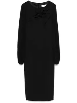 NISSA платье миди с цветочной аппликацией, черный