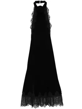 NISSA платье миди с цветочной аппликацией, черный