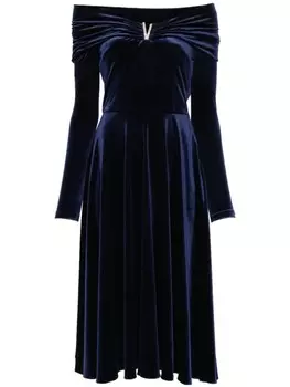 NISSA платье миди с открытыми плечами, синий