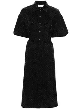 NISSA платье-рубашка миди со стразами, черный